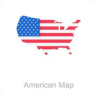 americano mapa y mapa icono concepto vector