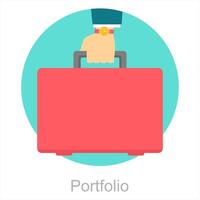 Portfolio and hand icon concept vector