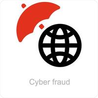 cyber fraud and cyber icon concept vector