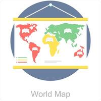 World Map and map icon concept vector