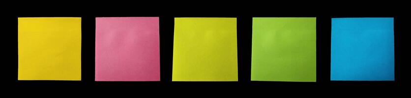 Set of sticky note isolated on black background photo