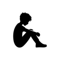 Alone boy sad Silhouette of Very sad man Free Vector