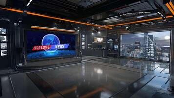 3D Virtual TV Studio News, Backdrop For TV Shows .TV On Wall.3D Virtual News Studio Background,3d illustration video