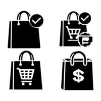 compras bolso siluetas vector