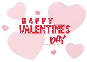 Happy Valentine's Day Poster or banner with cute font,sweet hearts and gift box on red vector