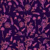 Seamless Pattern Gradient Floral Line Background vector