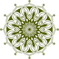 A circular mandala design with green leaves on a white background vector