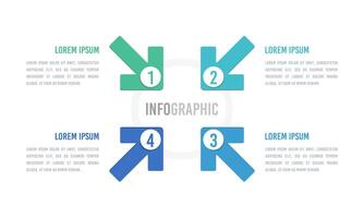 Infographic 4 arrow option to success. Infographic focus target. Business presentation. Vector illustration.