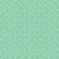 Seamless abstract geometric green japanese overlapping circles lines and waves pattern vector