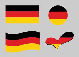 bandera de Alemania. Alemania bandera en corazón forma. Alemania bandera en circulo forma. país bandera variaciones vector