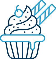 Cupcake Line Blue Two Color Icon vector