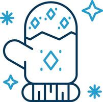 Mitten Line Blue Two Color Icon vector