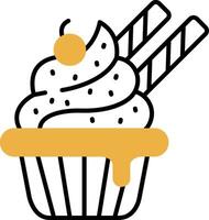 Cupcake Skined Filled Icon vector