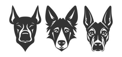 perro cabeza negro logo conjunto vector