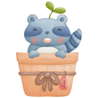 animali e albero acquerello così carino png