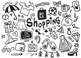 Hand Drawn Shopping and Sale Doodle Set vector