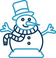 Snowman Line Blue Two Color Icon vector