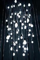 Light bulbs in a dark room in loft dark theme photo