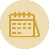 Calender Line Yellow Circle Icon vector