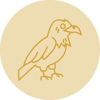 Raven Line Yellow Circle Icon vector