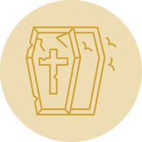 Coffin Line Yellow Circle Icon vector