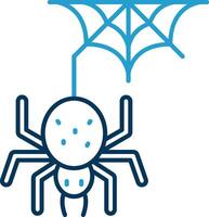 araña línea azul dos color icono vector