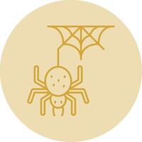 araña línea amarillo circulo icono vector