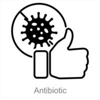 Antibiotic and bacteria icon concept vector