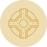 Roundabout Line Yellow Circle Icon vector