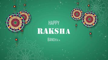 Happy Raksha Bandhan Day frame with colorful decorations on green background video