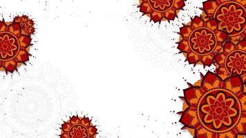 Alpona Mandala Red and orange flowers on a white background video