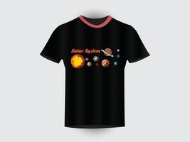 T-shirt design with solar system illustration vector