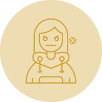 Angry Line Yellow Circle Icon vector