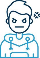 Angry Line Blue Two Color Icon vector