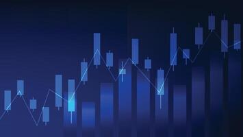 economy growth and business finance concept. stock market graph with bar chart on dark blue background vector