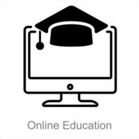 online education and laptop icon concept vector