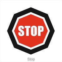 Stop and hand icon concept vector