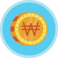Won Flat Multi Circle Icon vector