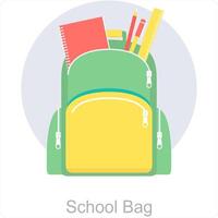 School Bag and chool icon concept vector