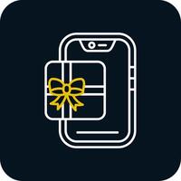 Gift Line Yellow White Icon vector