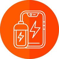 Battery Line Red Circle Icon vector