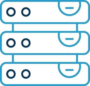 base de datos línea azul dos color icono vector