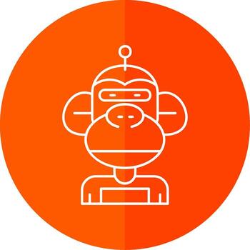 Robot Line Red Circle Icon vector