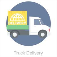 camión entrega y camión icono concepto vector