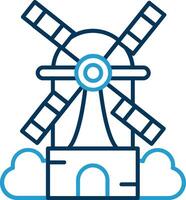 Windmill Line Blue Two Color Icon vector