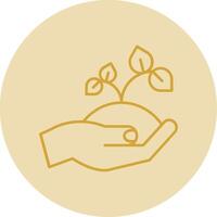 Sprout Line Yellow Circle Icon vector