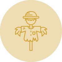 Scarecrow Line Yellow Circle Icon vector