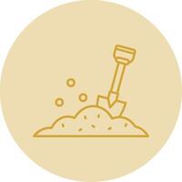 Shovel Line Yellow Circle Icon vector