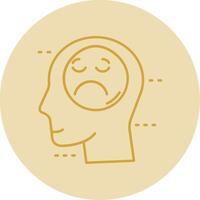 Sadness Line Yellow Circle Icon vector