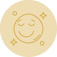 Relieved Line Yellow Circle Icon vector